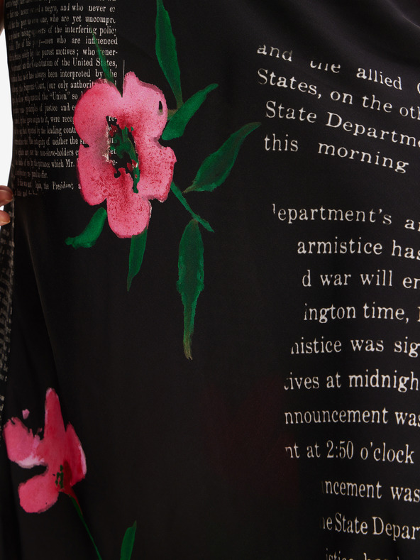 Desigual Maxi gonna nera da donna in raso a fiori Desigual Siracusa