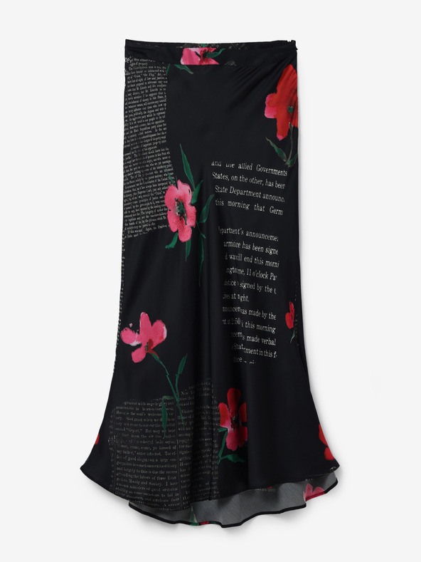 Desigual Maxi gonna nera da donna in raso a fiori Desigual Siracusa