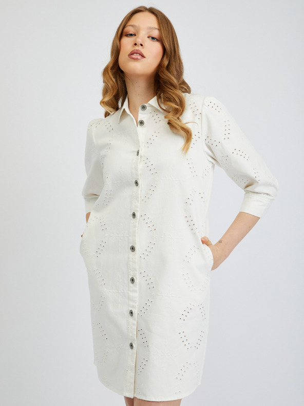 Orsay Abito camicia in denim bianco da donna ORSAY