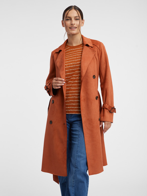 Orsay Trench donna mattone in pelle scamosciata ORSAY
