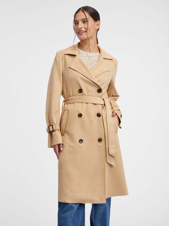 Orsay Trench beige da donna in pelle scamosciata ORSAY