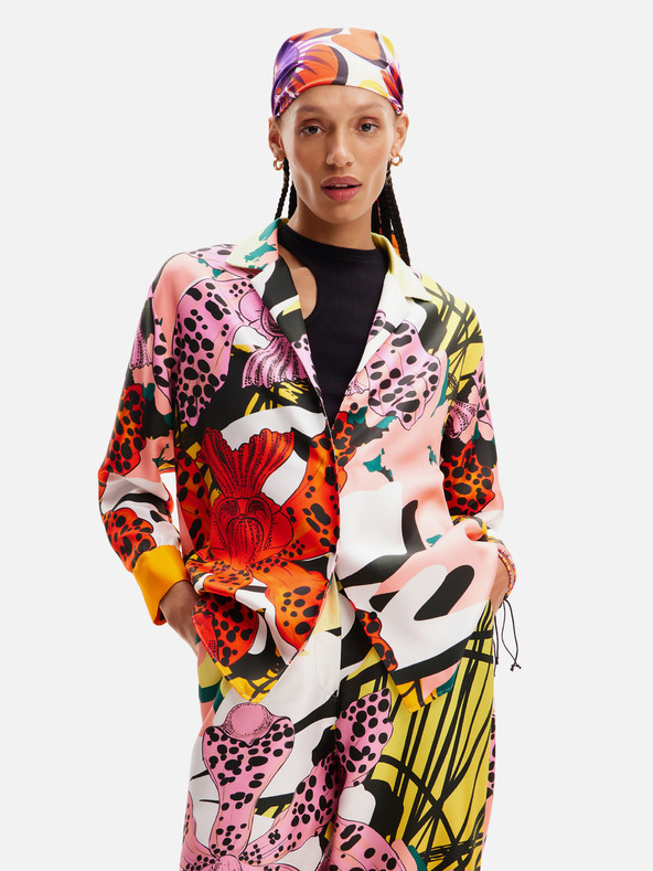 Desigual Camicetta da donna in seta a fantasia rossa e rosa Desigual Ericeira Lacroix