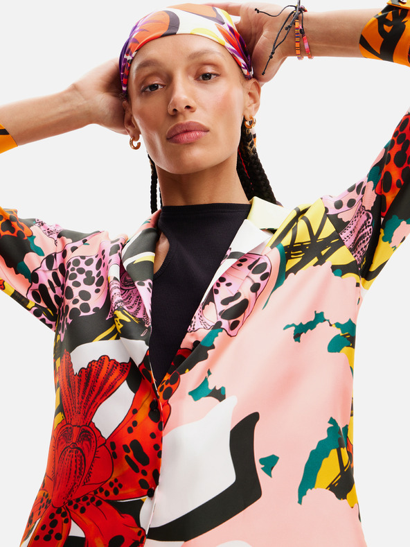 Desigual Camicetta da donna in seta a fantasia rossa e rosa Desigual Ericeira Lacroix