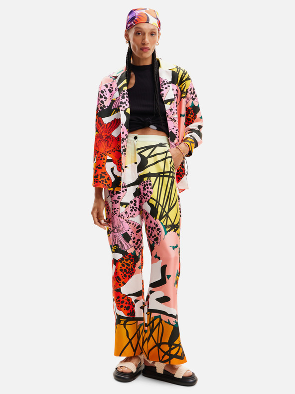 Desigual Camicetta da donna in seta a fantasia rossa e rosa Desigual Ericeira Lacroix