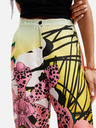 Desigual Pantaloni da donna in seta a fantasia gialla e rosa Desigual Ericeira Lacroix