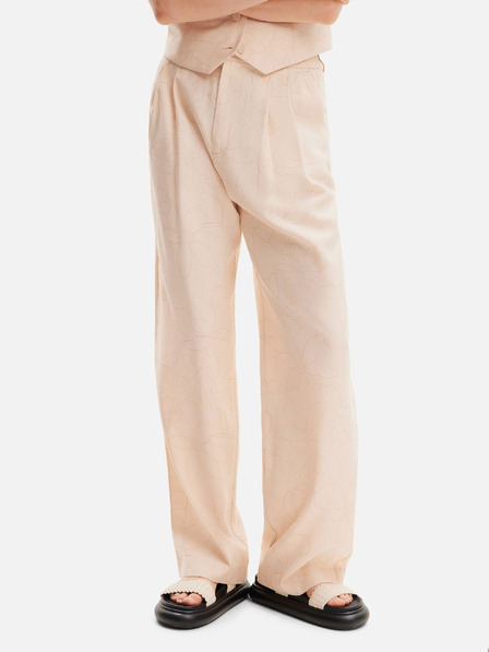 Desigual Pantaloni floreali da donna Desigual Finlandia color albicocca