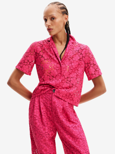 Desigual Camicia Desigual Siena rosa scuro con pizzo da donna