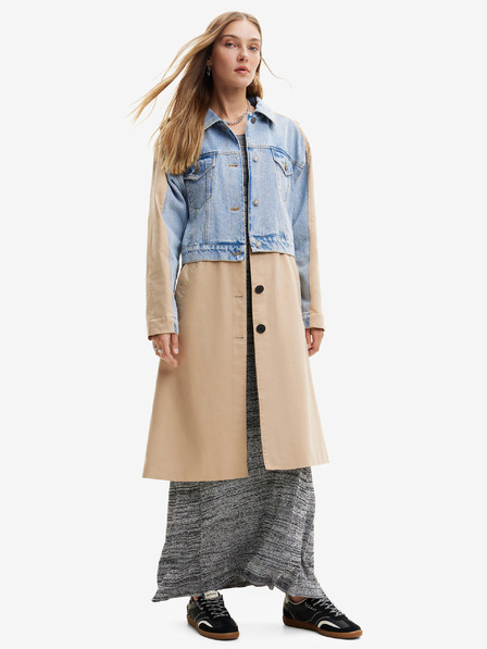 Desigual Trench Desigual Shorlock blu e beige da donna