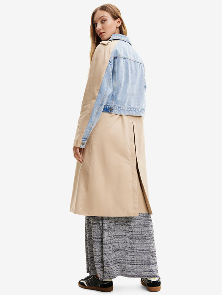 Desigual Trench Desigual Shorlock blu e beige da donna