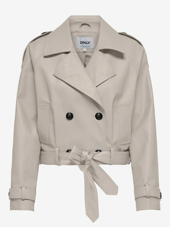 ONLY Giacca di pelle da donna color crema SOLO Vera