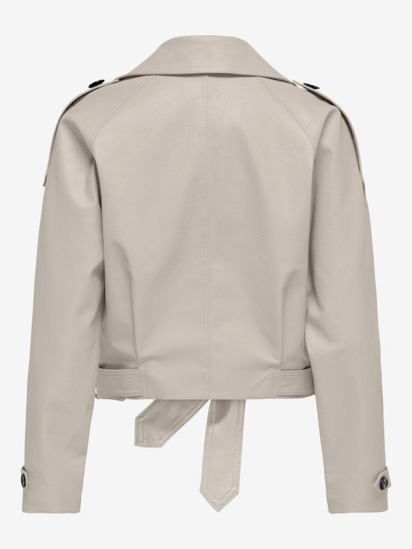 ONLY Giacca di pelle da donna color crema SOLO Vera