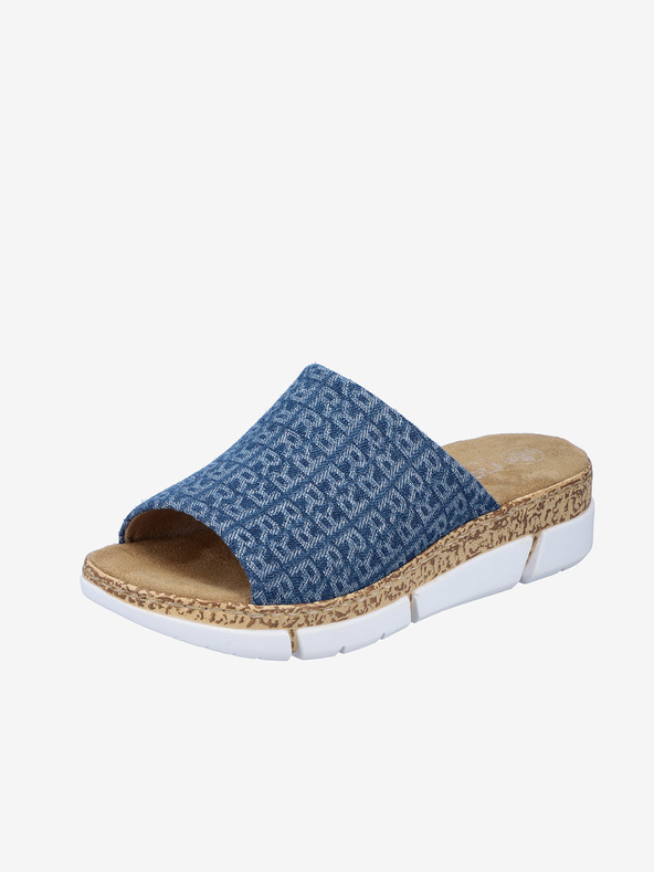 Rieker Pantofole da donna blu con motivo Rieker