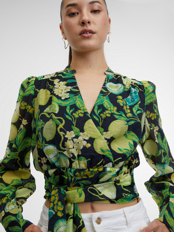 Orsay Blusa stampata nero e gialla da donna ORSAY