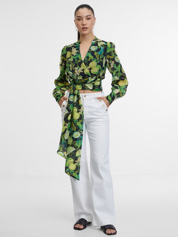 Orsay Blusa stampata nero e gialla da donna ORSAY