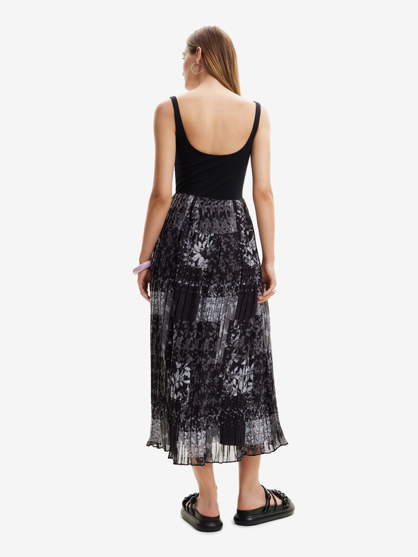 Desigual Maxi abito nero da donna a fantasia Desigual Cassidi