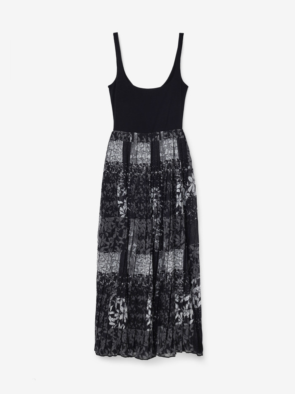 Desigual Maxi abito nero da donna a fantasia Desigual Cassidi
