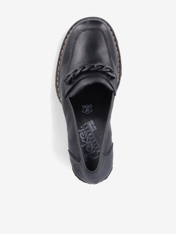Rieker Mocassini con tacco in pelle nera da donna Rieker