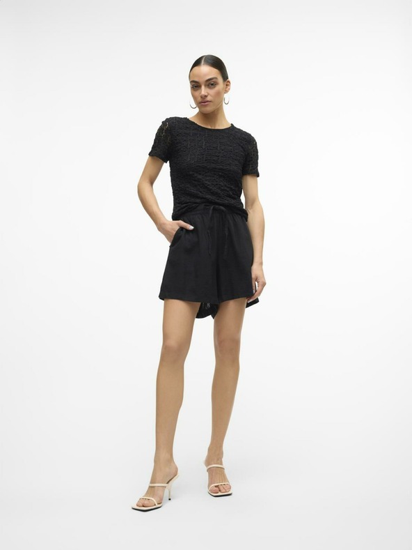 Vero Moda Pantaloncini neri da donna in lino Vero Moda Linn