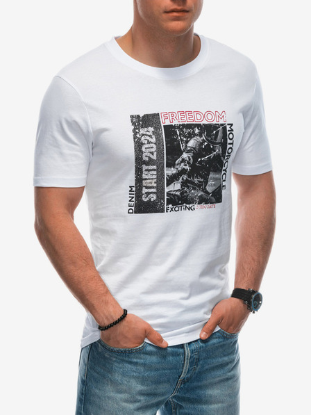 Edoti T-shirt da uomo con stampa - bianca EDOTI
