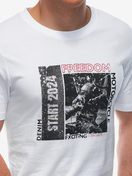 Edoti T-shirt da uomo con stampa - bianca EDOTI