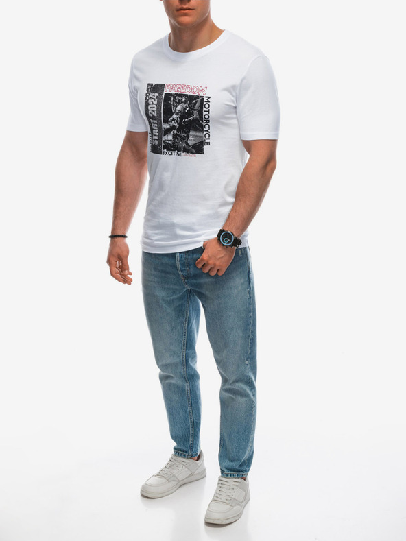 Edoti T-shirt da uomo con stampa - bianca EDOTI