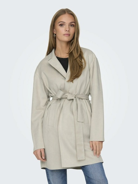 ONLY Cappotto crema da donna in pelle scamosciata ONLY Joline