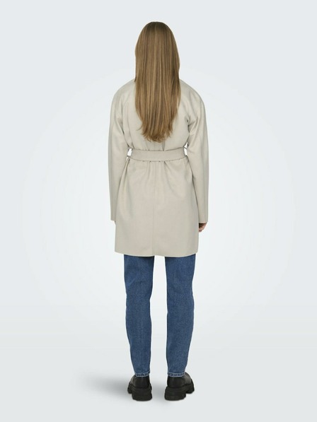 ONLY Cappotto crema da donna in pelle scamosciata ONLY Joline