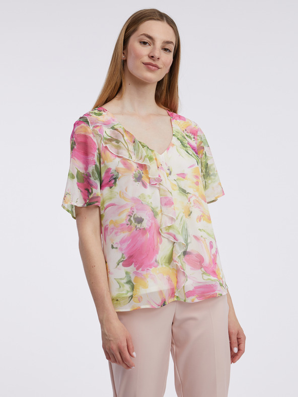Orsay Camicetta floreale rosa e bianca da donna ORSAY