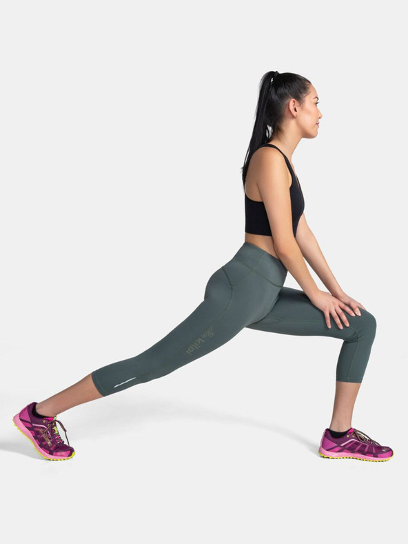 Kilpi Leggings sportivi a tre quarti da donna verde scuro Kilpi AMIRA