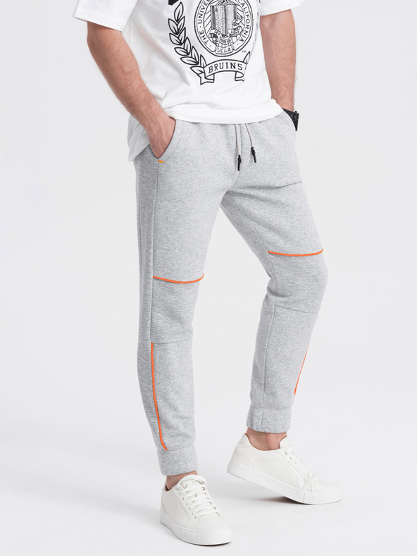 Ombre Clothing Pantaloni felpati Ombre Clothing grigio chiaro da uomo