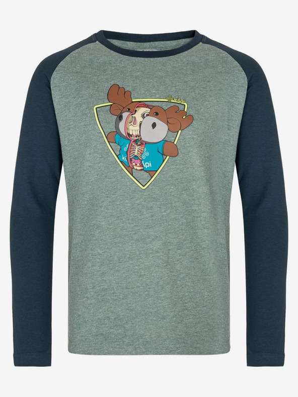 Kilpi Maglietta a maniche lunghe in cotone blu e verde da ragazzo Kilpi SONIER