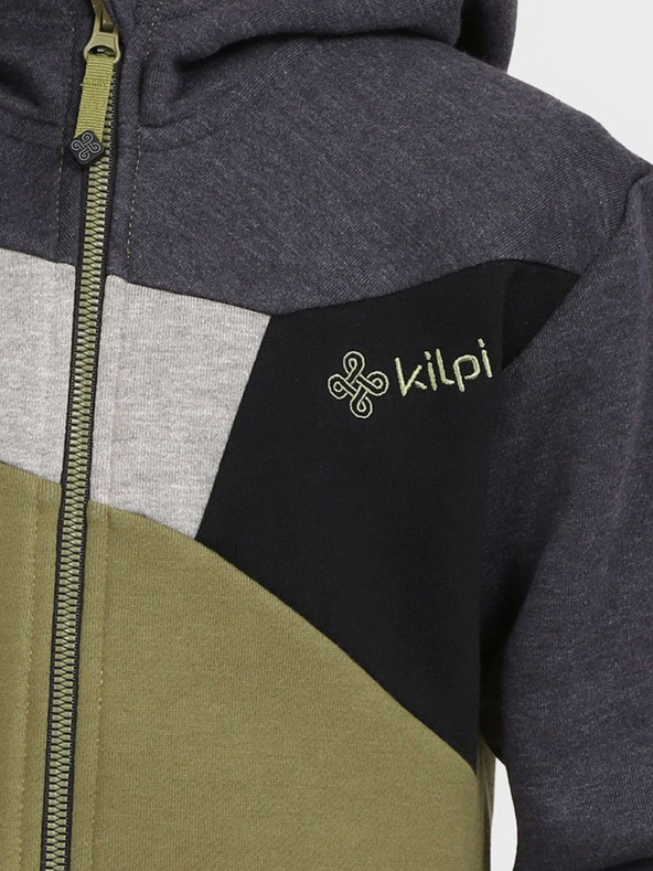 Kilpi Felpa con cappuccio e zip da bambino KILPI PREDA grigio-verde