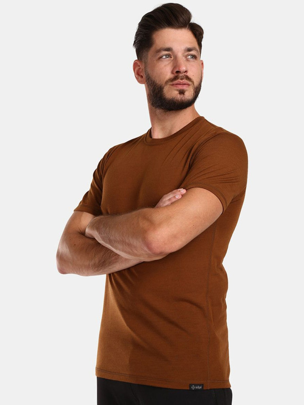 Kilpi T-shirt da uomo in lana merino marrone Kilpi SLOPER-M