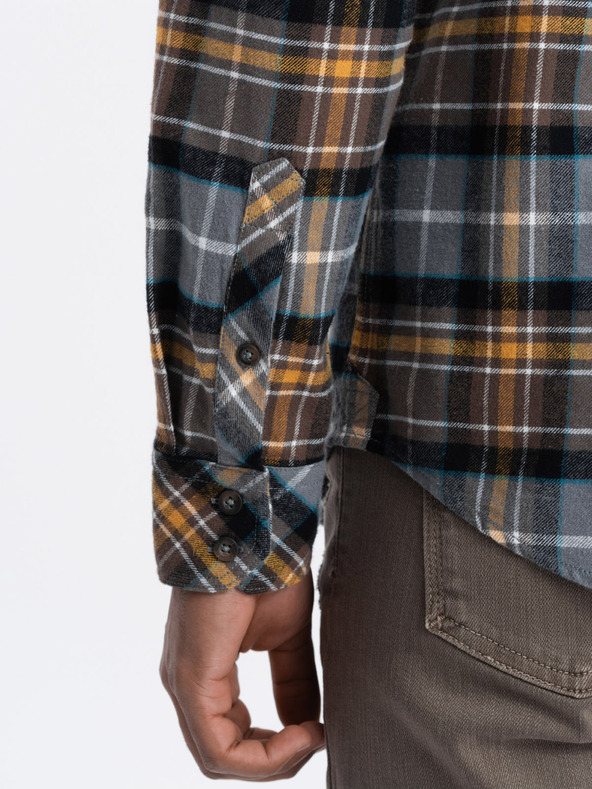 Ombre Clothing Camicia di flanella arancione e grigia da uomo Ombre Clothing