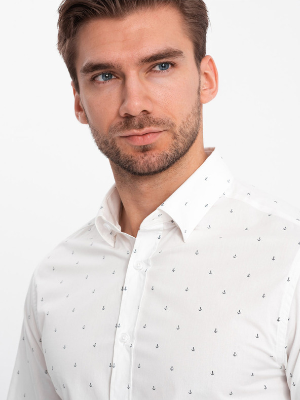 Ombre Clothing Camicia bianca a fantasia da uomo di Ombre Clothing