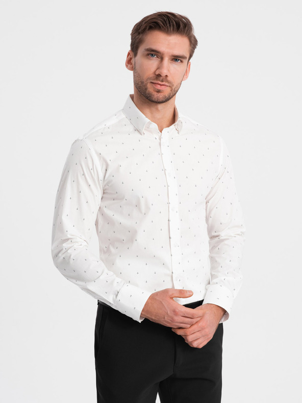 Ombre Clothing Camicia bianca a fantasia da uomo di Ombre Clothing