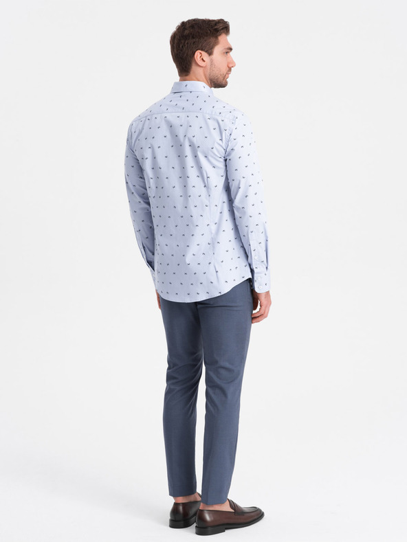 Ombre Clothing Camicia a motivi azzurri da uomo Abbigliamento Ombre