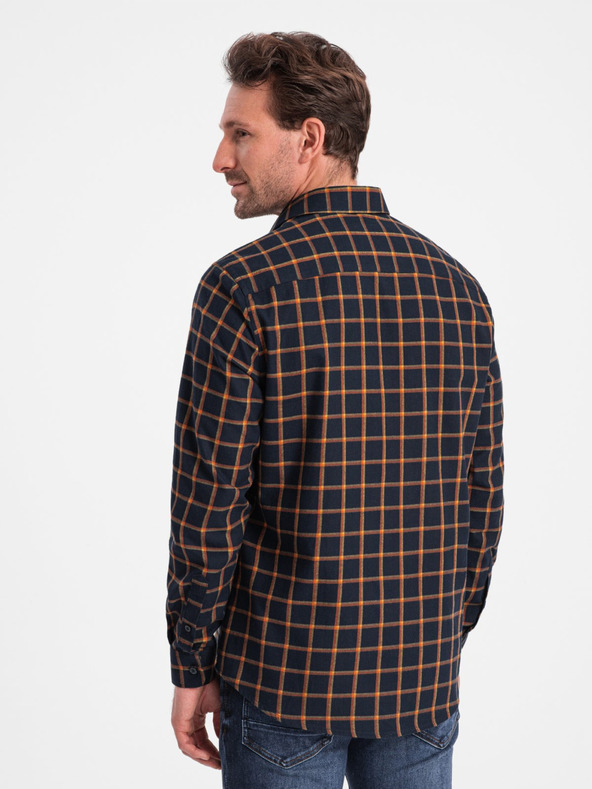 Ombre Clothing Camicia di flanella a quadri arancione e blu da uomo Ombre Clothing