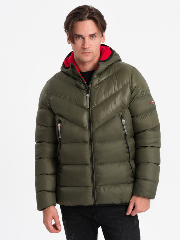 Ombre Clothing Giacca invernale trapuntata da uomo verde scuro Ombre Clothing