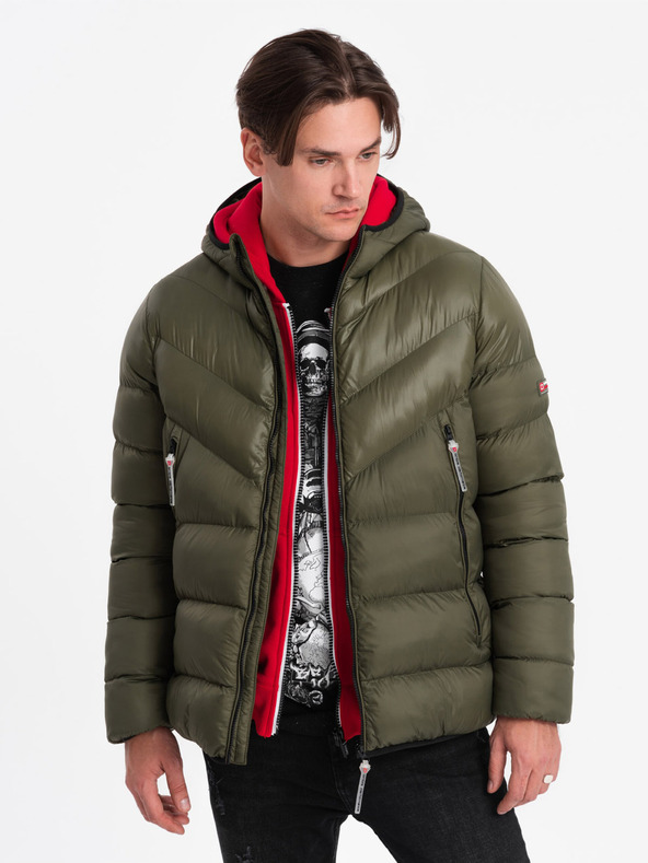 Ombre Clothing Giacca invernale trapuntata da uomo verde scuro Ombre Clothing