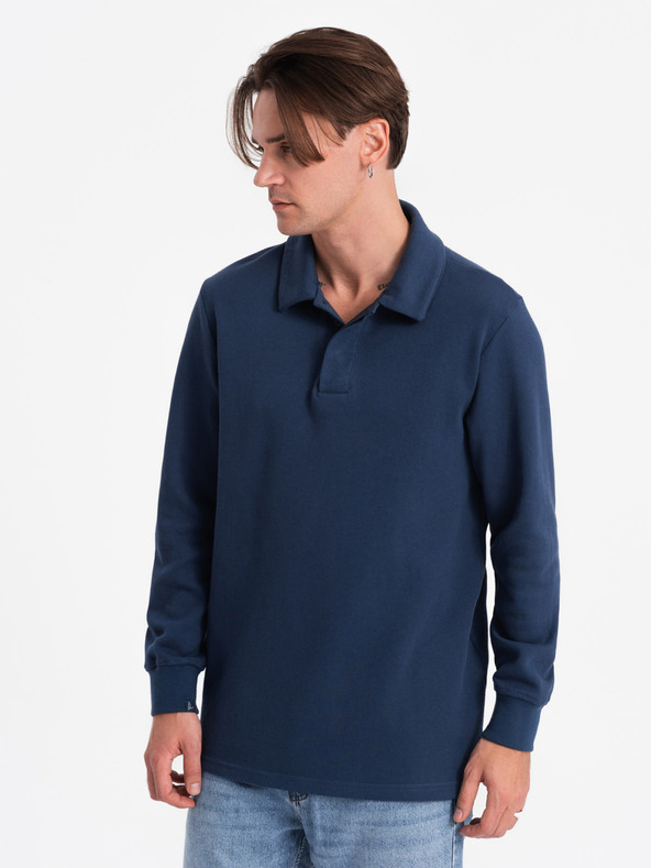 Ombre Clothing Felpa con collo basic blu scuro da uomo Ombre Clothing