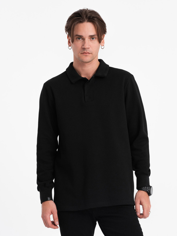Ombre Clothing Felpa con collo basic da uomo nero Ombre Clothing