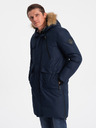Ombre Clothing Giacca invernale da uomo blu scuro con pelliccia sintetica Ombre Clothing Alaskan