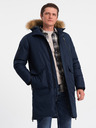 Ombre Clothing Giacca invernale da uomo blu scuro con pelliccia sintetica Ombre Clothing Alaskan