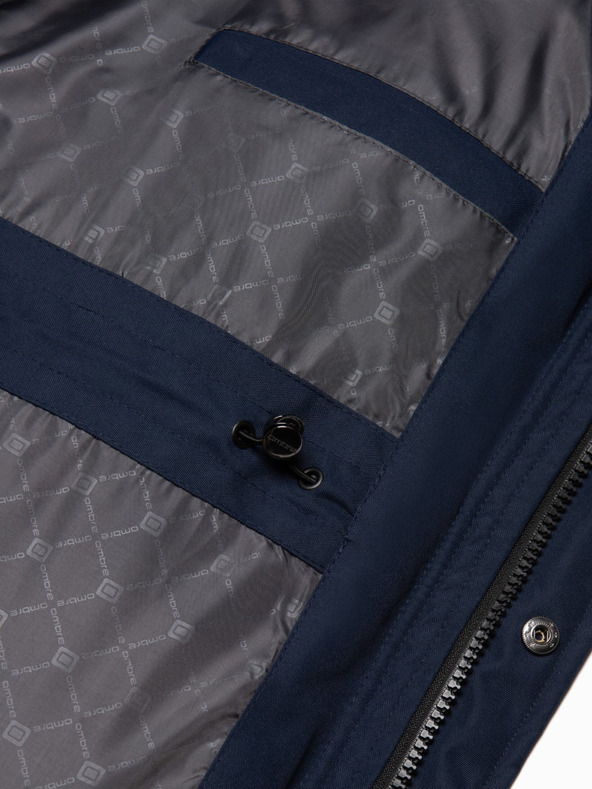 Ombre Clothing Giacca invernale da uomo blu scuro con pelliccia sintetica Ombre Clothing Alaskan