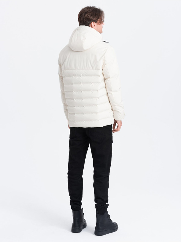 Ombre Clothing Giacca invernale trapuntata da uomo crema Ombre Clothing