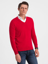 Ombre Clothing Maglione con collo a camicia da uomo rosso Abbigliamento Ombre