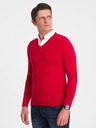 Ombre Clothing Maglione con collo a camicia da uomo rosso Abbigliamento Ombre