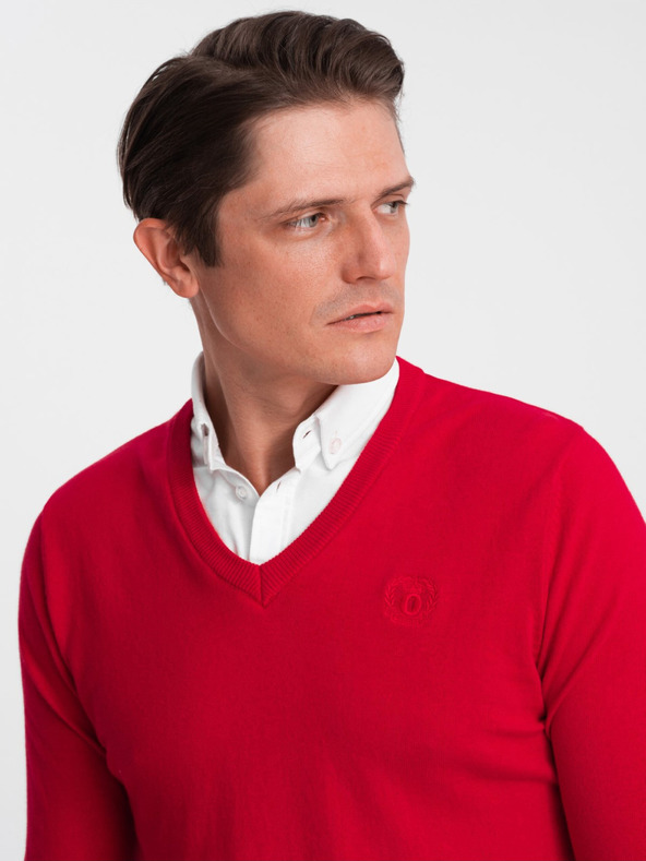 Ombre Clothing Maglione con collo a camicia da uomo rosso Abbigliamento Ombre