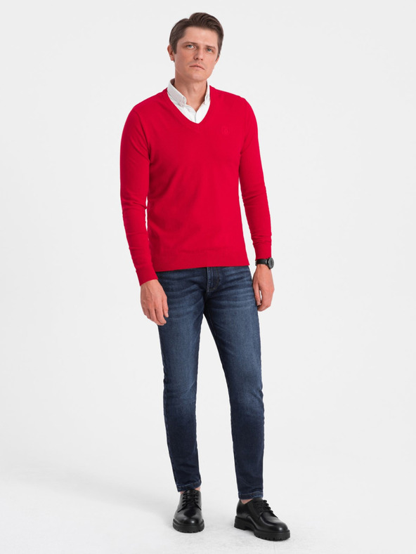 Ombre Clothing Maglione con collo a camicia da uomo rosso Abbigliamento Ombre
